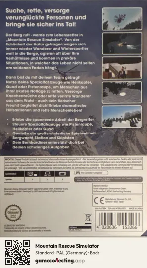 Mountain Rescue Simulator Nintendo Switch, Germany box back