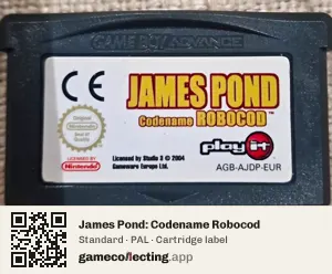 James Pond: Codename Robocod Game Boy Advance, PAL cartridge label