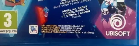Just Dance 2022, the PEGI square on its front