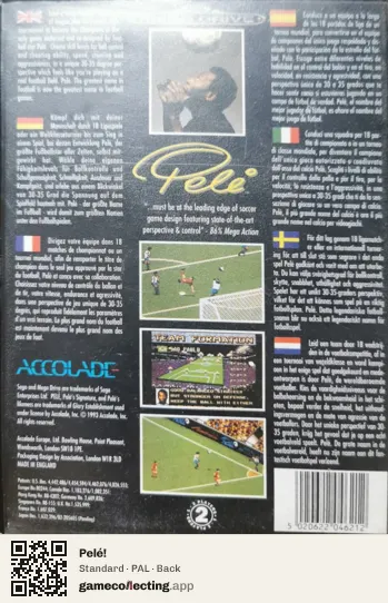 Pelé! Sega Mega Drive / Genesis, PAL box back