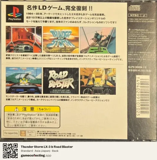 Thunder Storm LX-3 & Road Blaster PlayStation, Asia box back