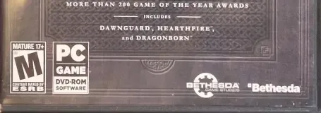 The Elder Scrolls V: Skyrim, the ESRB box on its front