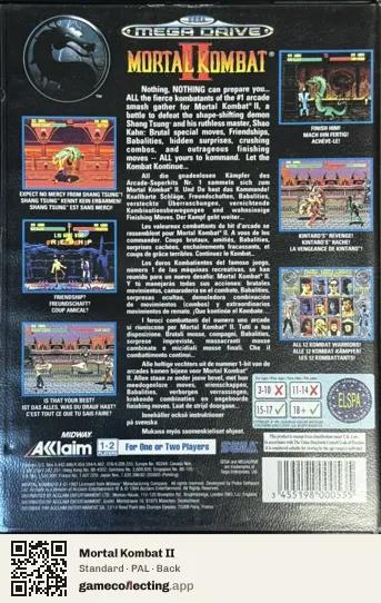 Mortal Kombat II Sega Mega Drive / Genesis, PAL box back