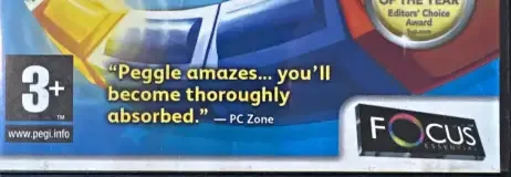 Peggle, the PEGI square on its front