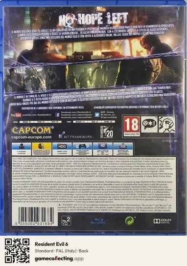 Resident Evil 6 PlayStation 4, Italy box back