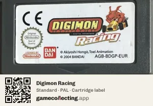 Digimon Racing Game Boy Advance, PAL cartridge label