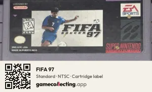 FIFA 97 Super Nintendo Entertainment System, NTSC cartridge label