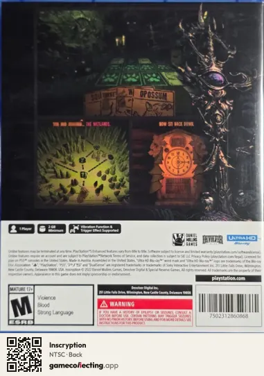 Inscryption PlayStation 5, NTSC box back