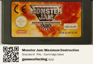 Monster Jam: Maximum Destruction Game Boy Advance, PAL cartridge label