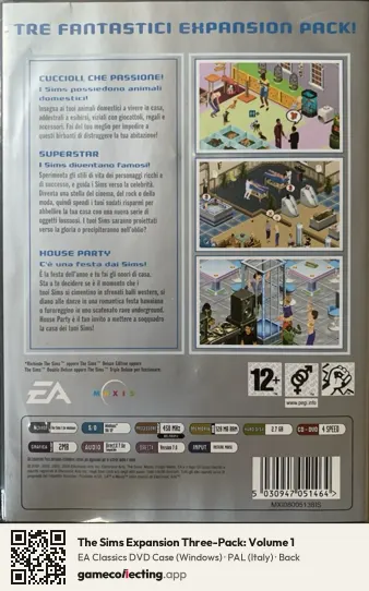 The Sims Expansion Three-Pack: Volume 1 Computer, Italy box back