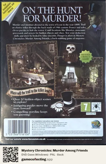 Mystery Chronicles: Murder Among Friends Computer, PAL box back