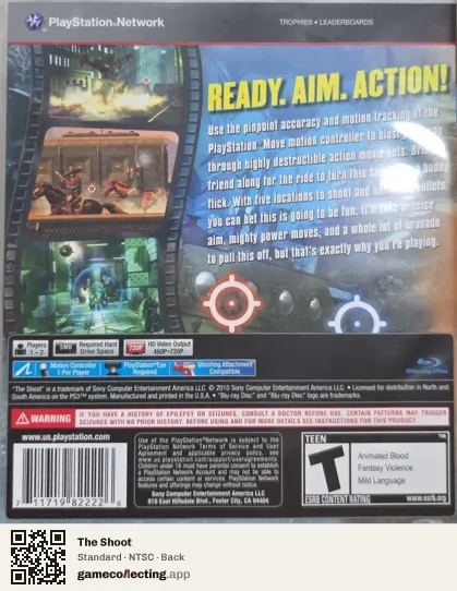 The Shoot PlayStation 3, NTSC box back