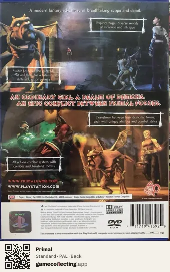 Primal PlayStation 2, PAL box back
