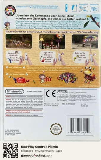 New Play Control! Pikmin Nintendo Wii, Germany box back