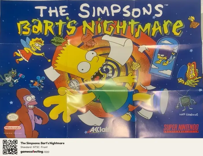 The Simpsons: Bart's Nightmare Super Nintendo Entertainment System, NTSC box front