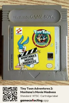Tiny Toon Adventures 2: Montana's Movie Madness Game Boy, NTSC cartridge label