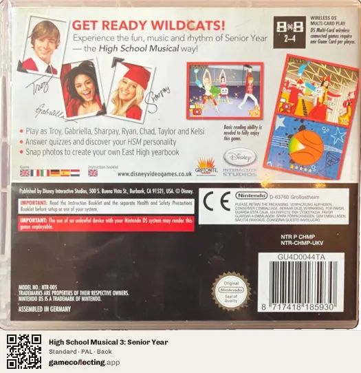 High School Musical 3: Senior Year Nintendo DS, PAL box back