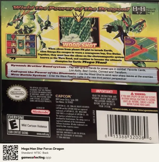 Mega Man Star Force: Dragon Nintendo DS, NTSC box back