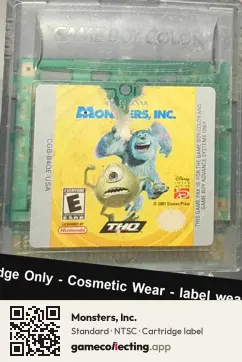 Monsters, Inc. Game Boy Color, NTSC cartridge label