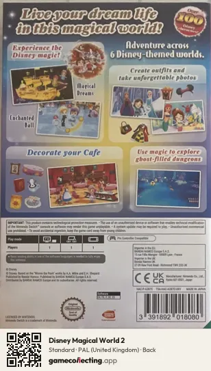 Disney Magical World 2 Nintendo Switch, United Kingdom box back