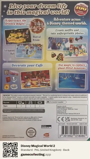 Disney Magical World 2 Nintendo Switch, United Kingdom box back