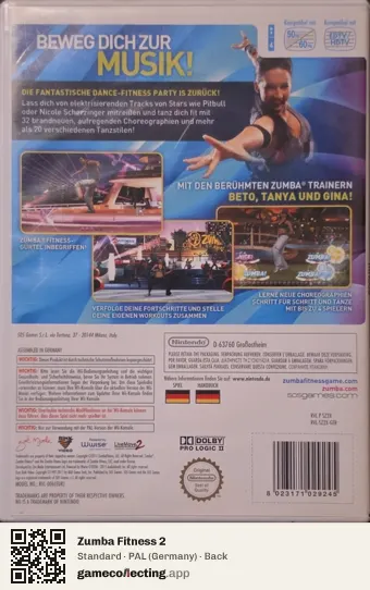 Zumba Fitness 2 Nintendo Wii, Germany box back