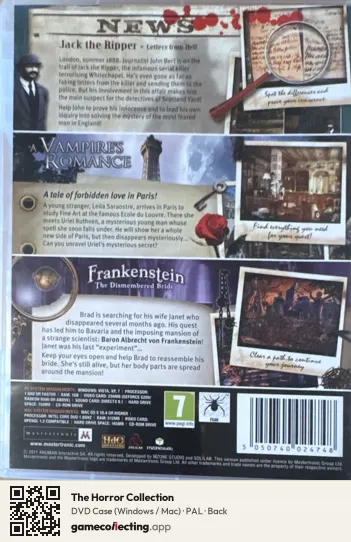 The Horror Collection Computer, PAL box back
