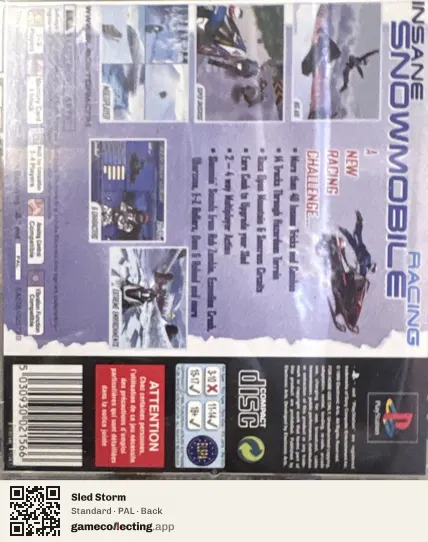 Sled Storm PlayStation, PAL box back