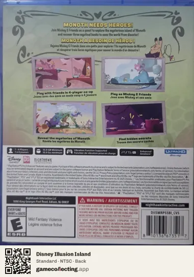 Disney Illusion Island PlayStation 5, NTSC box back