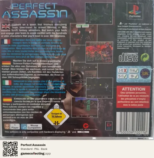 Perfect Assassin PlayStation, PAL box back