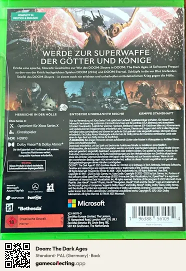 Doom: The Dark Ages Xbox Series X, Germany box back