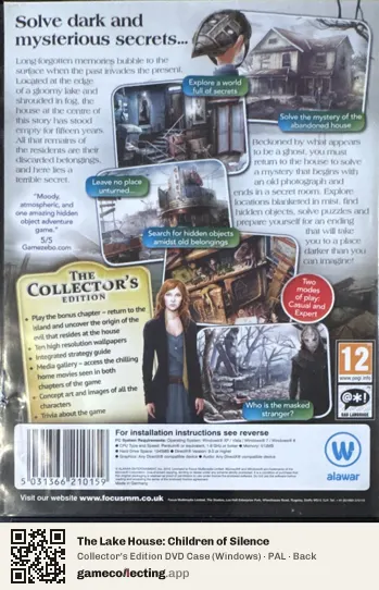 The Lake House: Children of Silence Computer, PAL box back