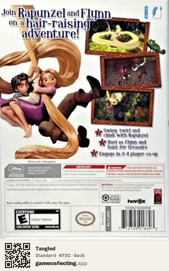 Tangled Nintendo Wii, NTSC box back