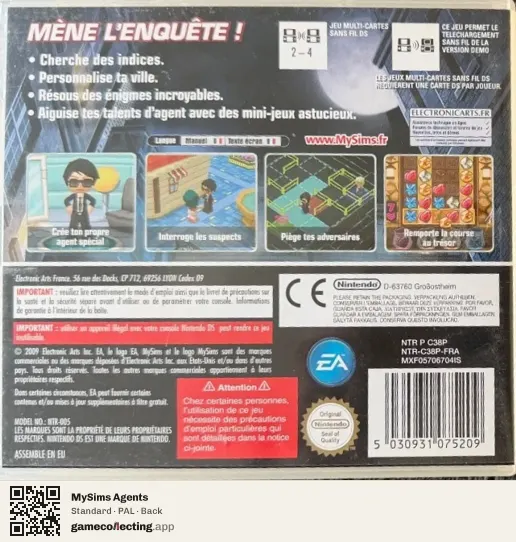 MySims Agents Nintendo DS, PAL box back