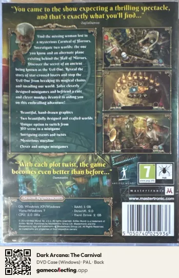 Dark Arcana: The Carnival Computer, PAL box back
