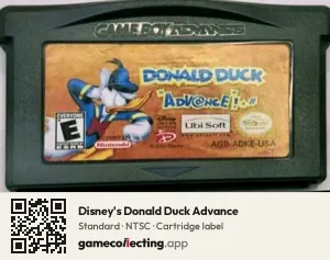 Disney's Donald Duck Advance Game Boy Advance, NTSC cartridge label