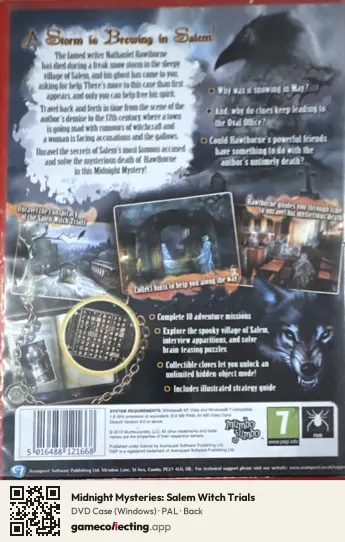 Midnight Mysteries: Salem Witch Trials Computer, PAL box back