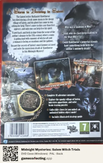 Midnight Mysteries: Salem Witch Trials Computer, PAL box back