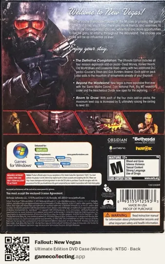 Fallout: New Vegas Computer, NTSC box back