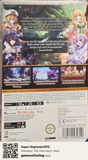 Super Neptunia RPG Nintendo Switch, Germany box back