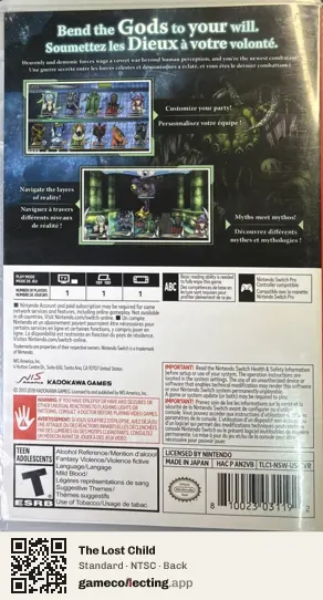 The Lost Child Nintendo Switch, NTSC box back