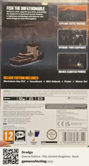 Dredge Nintendo Switch, United Kingdom box back