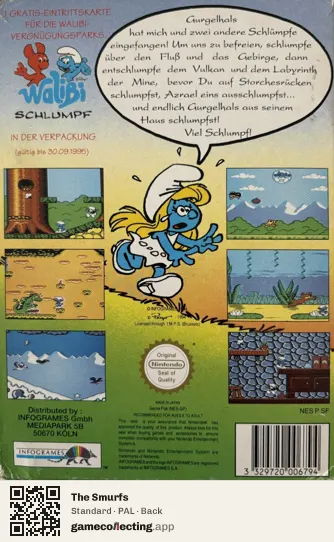 The Smurfs Nintendo Entertainment System, PAL box back