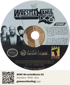 WWE WrestleMania X8 Nintendo GameCube, NTSC disc