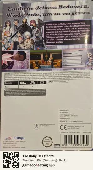 The Caligula Effect 2 Nintendo Switch, Germany box back