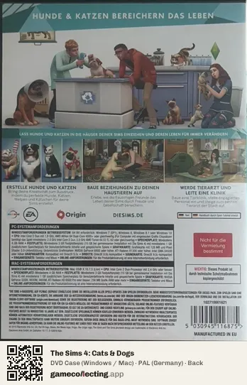 The Sims 4: Cats & Dogs Computer, Germany box back