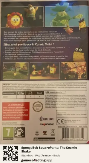 SpongeBob SquarePants: The Cosmic Shake Nintendo Switch, France box back