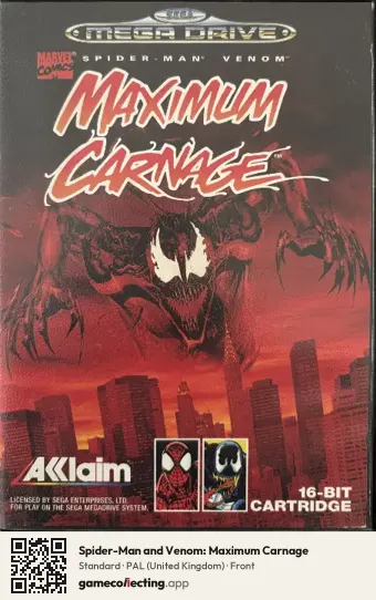 Spider-Man and Venom: Maximum Carnage Sega Mega Drive / Genesis, United Kingdom box front