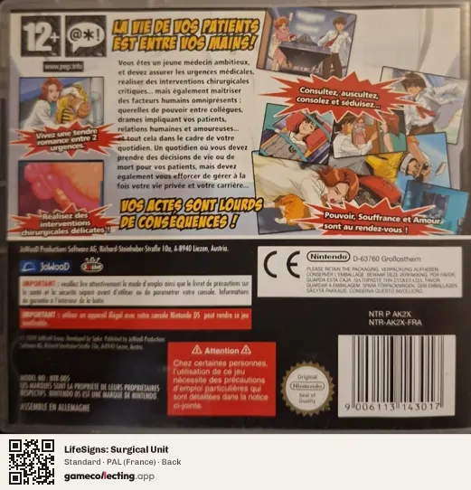 LifeSigns: Surgical Unit Nintendo DS, France box back