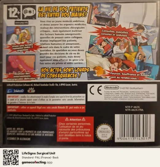 LifeSigns: Surgical Unit Nintendo DS, France box back